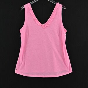 Lilly Pulitzer Gigi Ruffle Top‎ Women Size XL Pink Shandy Sleeveless Tank Casual